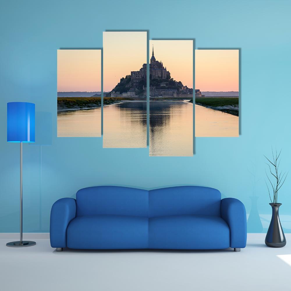 Mont-Saint-Michel Normandy Canvas Wall Art-4 Pop-Gallery Wrap-50" x 32"-Tiaracle