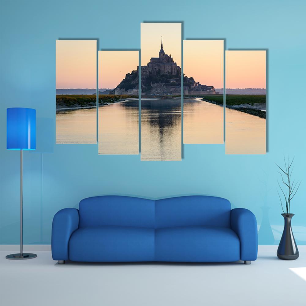 Mont-Saint-Michel Normandy Canvas Wall Art-5 Pop-Gallery Wrap-47" x 32"-Tiaracle