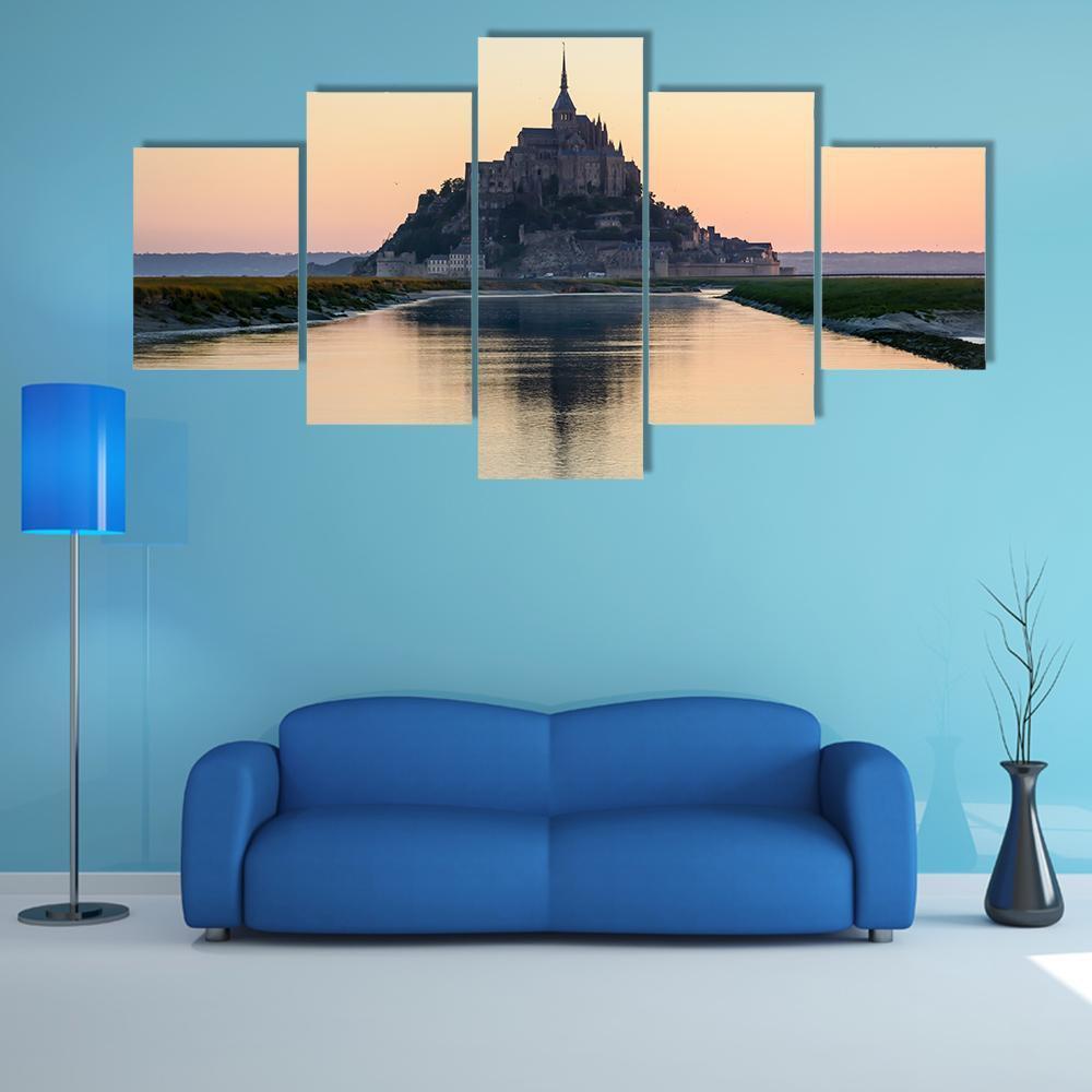 Mont-Saint-Michel Normandy Canvas Wall Art-5 Star-Gallery Wrap-62" x 32"-Tiaracle