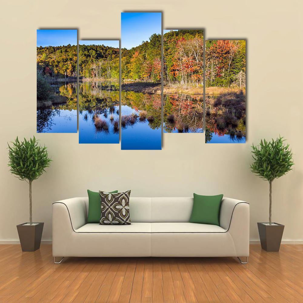 Mont Tremblant In Autumn Canvas Wall Art-5 Pop-Gallery Wrap-47" x 32"-Tiaracle