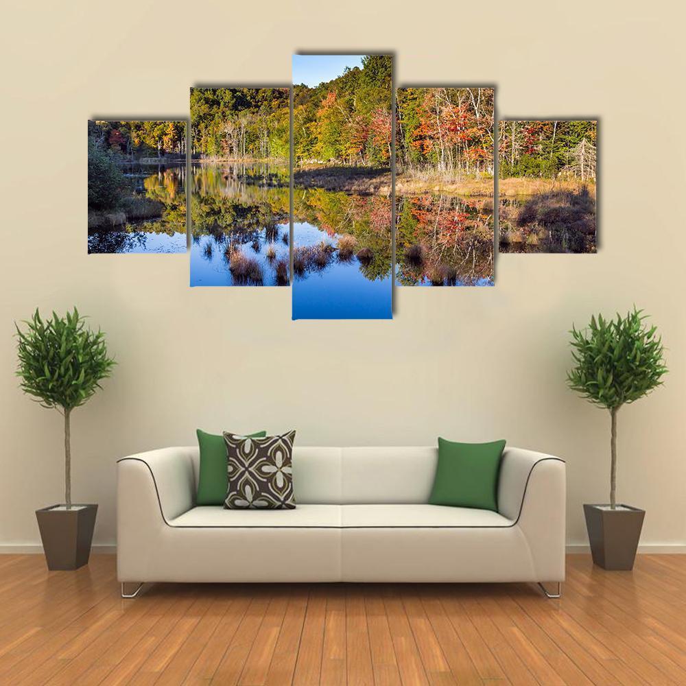 Mont Tremblant In Autumn Canvas Wall Art-5 Star-Gallery Wrap-62" x 32"-Tiaracle