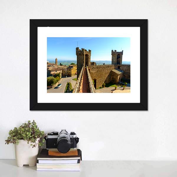 Montalcino Castle Canvas Wall Art-3 Horizontal-Gallery Wrap-25" x 16"-Tiaracle
