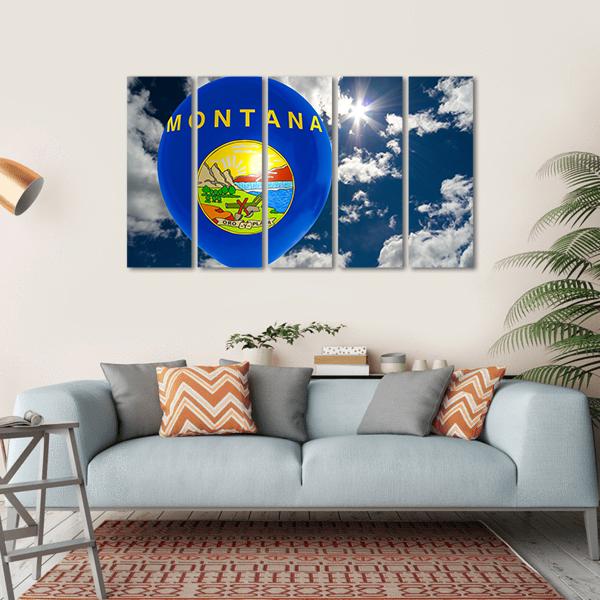 Montana Flag On Balloon Canvas Wall Art-5 Horizontal-Gallery Wrap-22" x 12"-Tiaracle