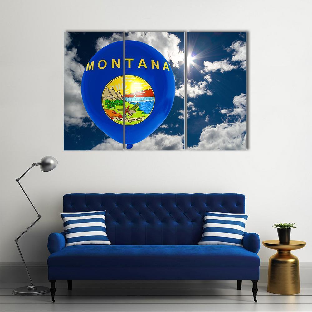 Montana Flag On Balloon Canvas Wall Art-3 Horizontal-Gallery Wrap-37" x 24"-Tiaracle