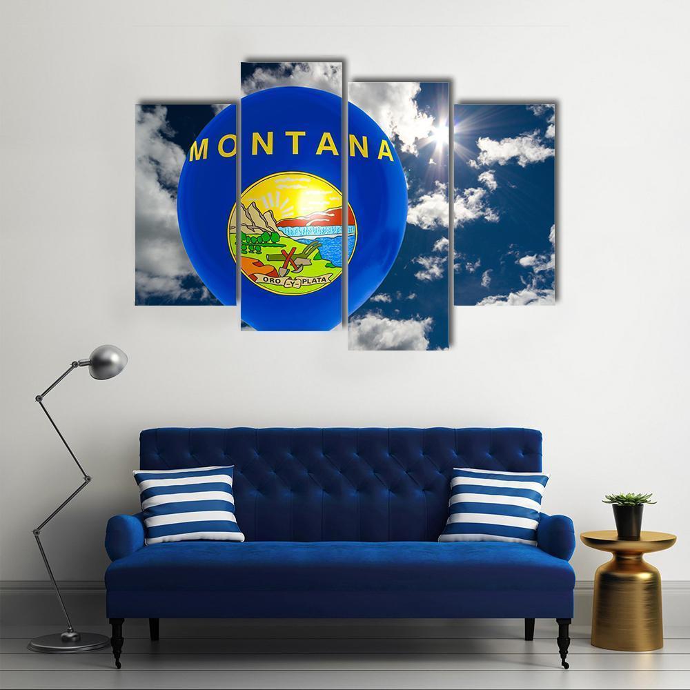 Montana Flag On Balloon Canvas Wall Art-4 Pop-Gallery Wrap-50" x 32"-Tiaracle