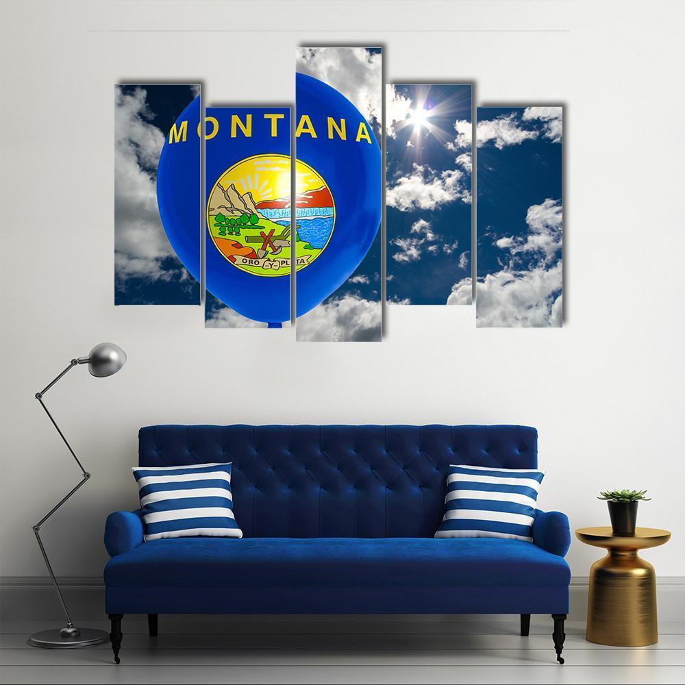 Montana Flag On Balloon Canvas Wall Art-5 Pop-Gallery Wrap-47" x 32"-Tiaracle