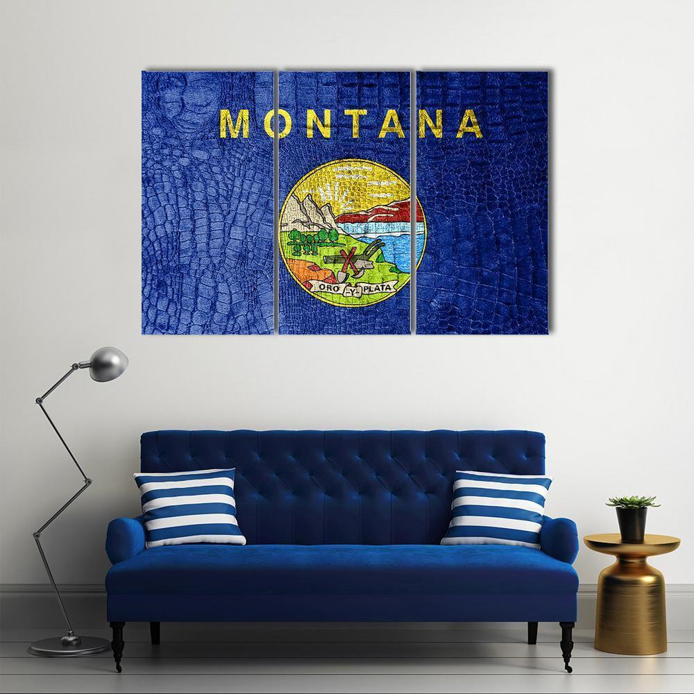 Montana Flag Canvas Wall Art-3 Horizontal-Gallery Wrap-37" x 24"-Tiaracle