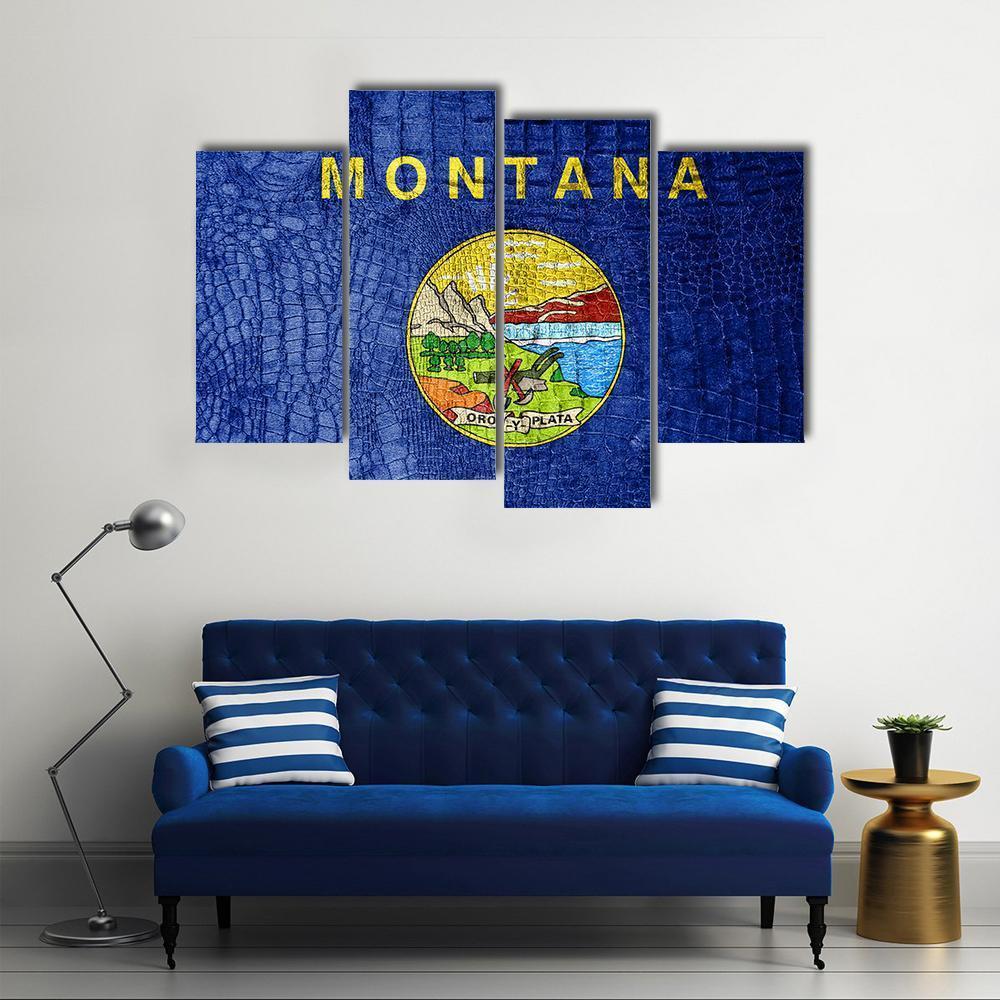 Montana Flag Canvas Wall Art-4 Pop-Gallery Wrap-50" x 32"-Tiaracle