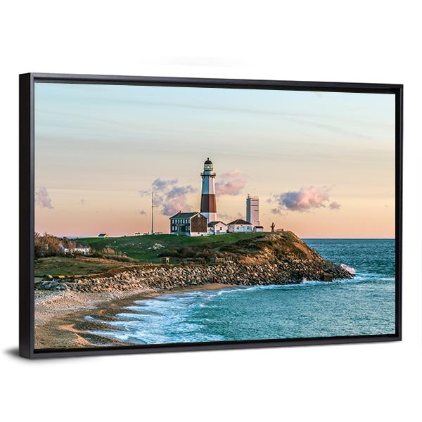 Montauk Lighthouse Canvas Wall Art-5 Horizontal-Gallery Wrap-22" x 12"-Tiaracle