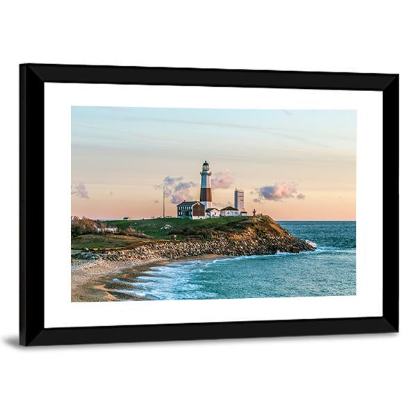 Montauk Lighthouse Canvas Wall Art-5 Horizontal-Gallery Wrap-22" x 12"-Tiaracle
