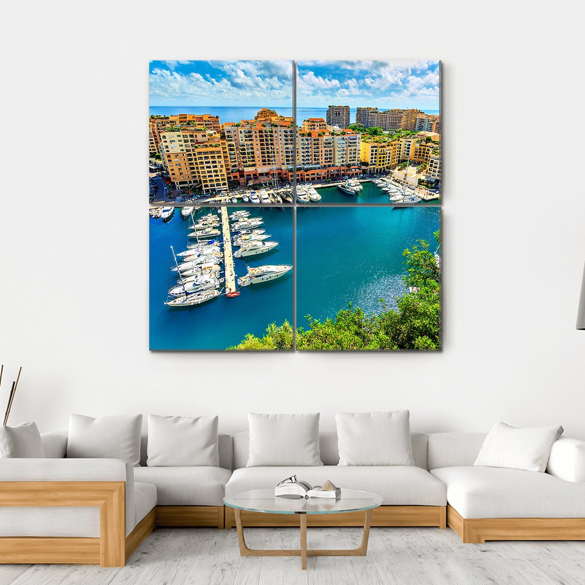 Monte Carlo Bay Monaco Canvas Wall Art-4 Square-Gallery Wrap-17" x 17"-Tiaracle