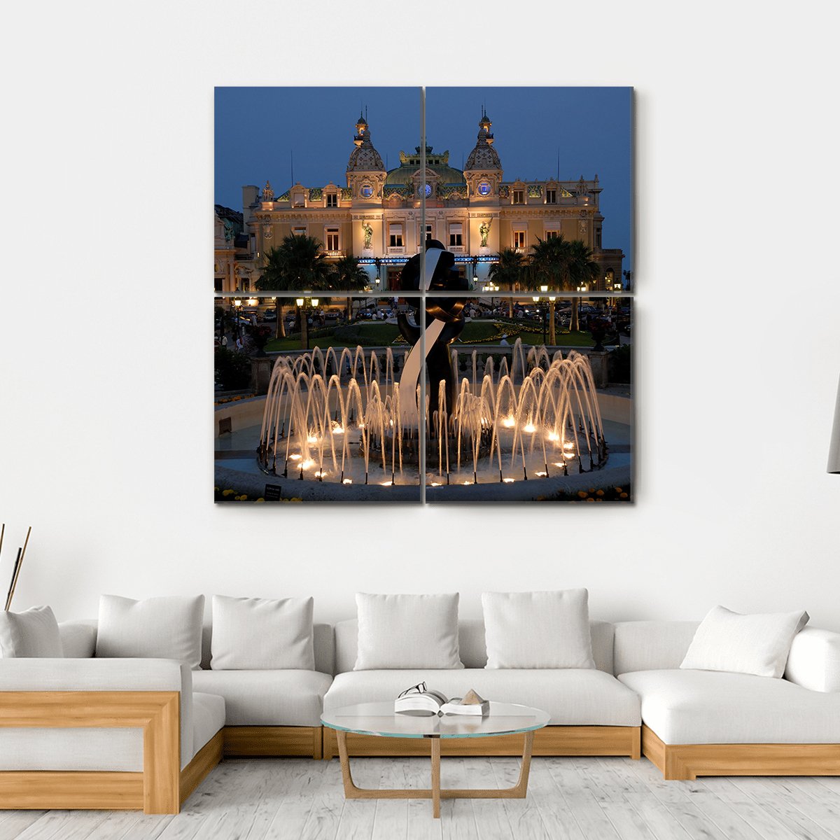 Monte Carlo Casino In Monaco Canvas Wall Art-4 Square-Gallery Wrap-17" x 17"-Tiaracle