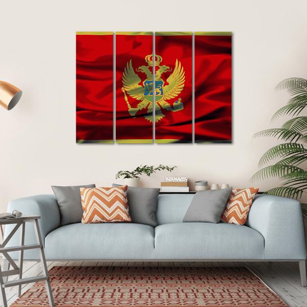 Montenegrin Flag Canvas Wall Art-4 Horizontal-Gallery Wrap-34" x 24"-Tiaracle
