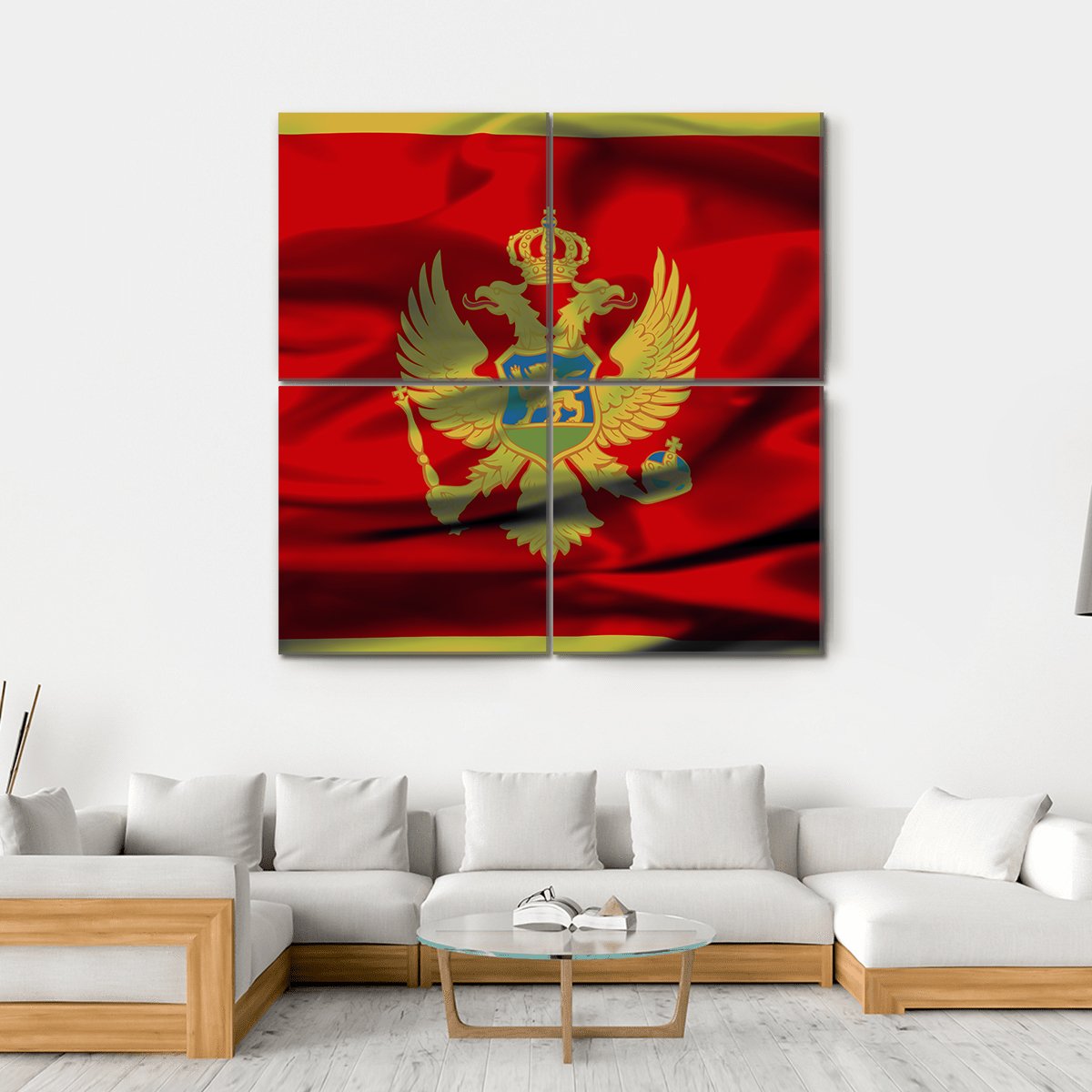 Montenegrin Flag Canvas Wall Art-4 Square-Gallery Wrap-17" x 17"-Tiaracle