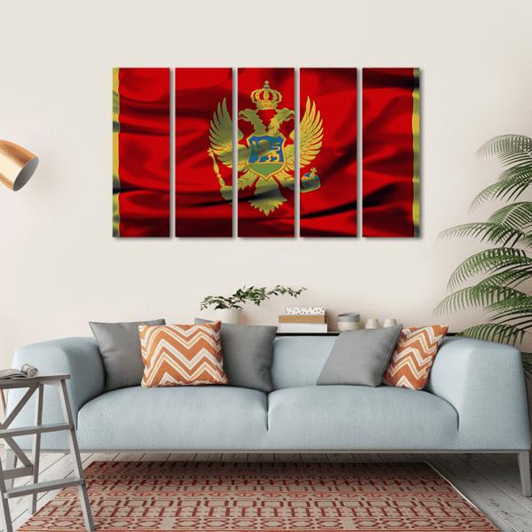Montenegrin Flag Canvas Wall Art-5 Horizontal-Gallery Wrap-22" x 12"-Tiaracle