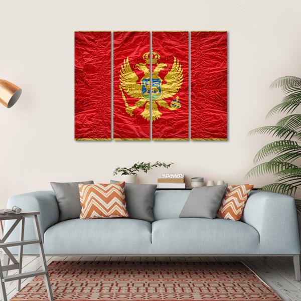 Montenegro Flag Canvas Wall Art-4 Horizontal-Gallery Wrap-34" x 24"-Tiaracle