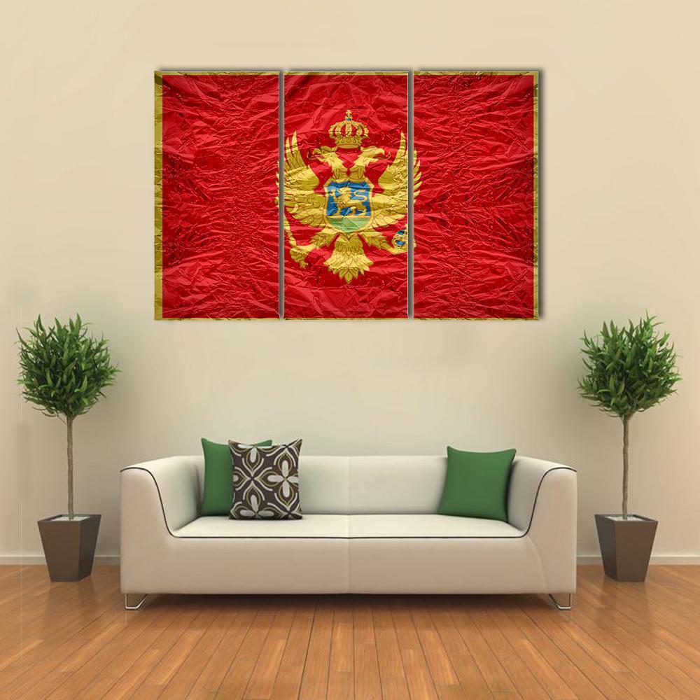 Montenegro Flag Canvas Wall Art-3 Horizontal-Gallery Wrap-37" x 24"-Tiaracle