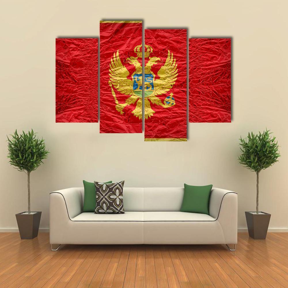 Montenegro Flag Canvas Wall Art-4 Pop-Gallery Wrap-50" x 32"-Tiaracle