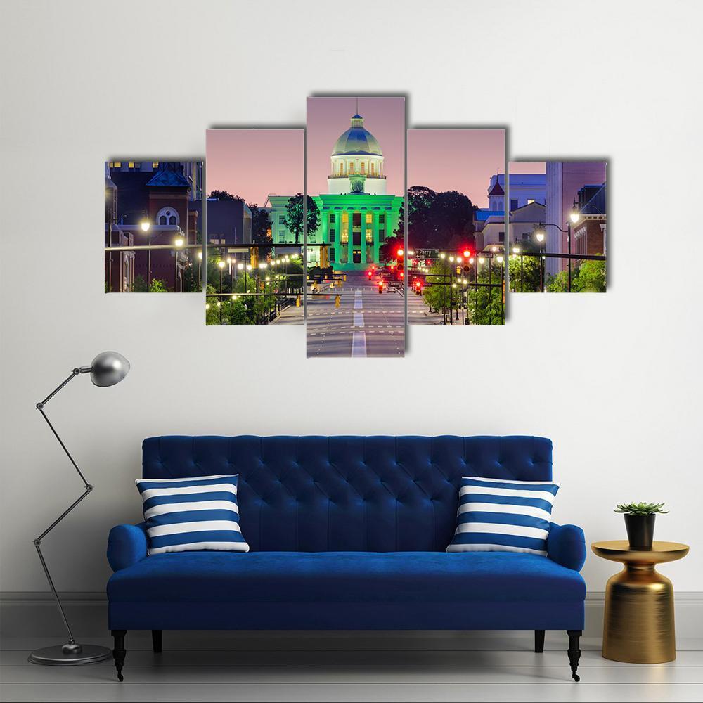 Alabama State Capitol Canvas Wall Art-5 Star-Gallery Wrap-62" x 32"-Tiaracle