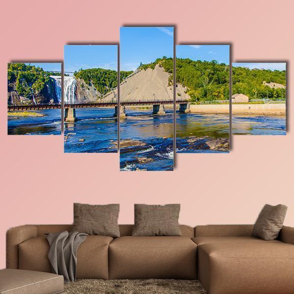 Montmorency Falls &amp; Bridge Canvas Wall Art-5 Star-Gallery Wrap-62" x 32"-Tiaracle