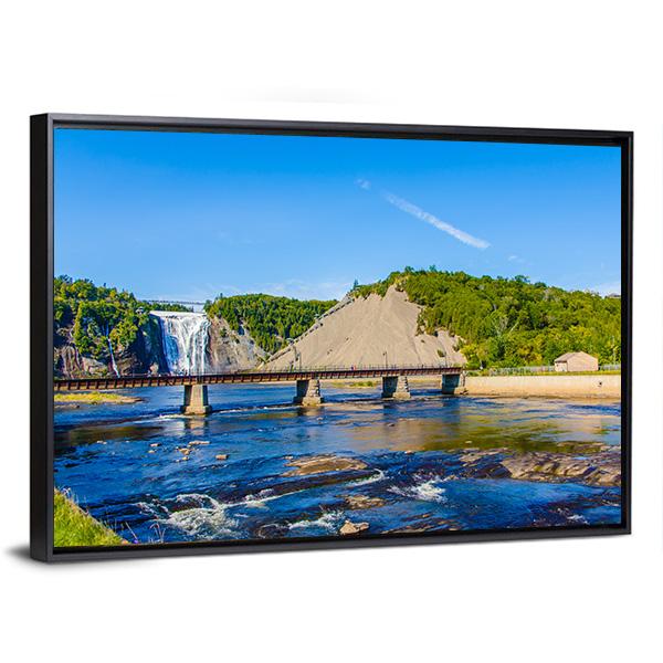 Montmorency Falls & Bridge Canvas Wall Art-3 Horizontal-Gallery Wrap-25" x 16"-Tiaracle