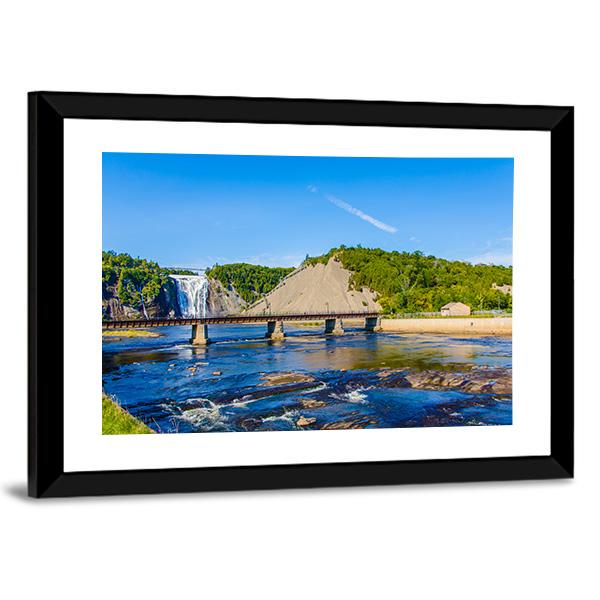 Montmorency Falls & Bridge Canvas Wall Art-3 Horizontal-Gallery Wrap-25" x 16"-Tiaracle
