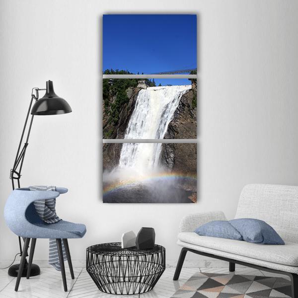 Montmorency Falls In Quebec Vertical Canvas Wall Art-3 Vertical-Gallery Wrap-12" x 25"-Tiaracle