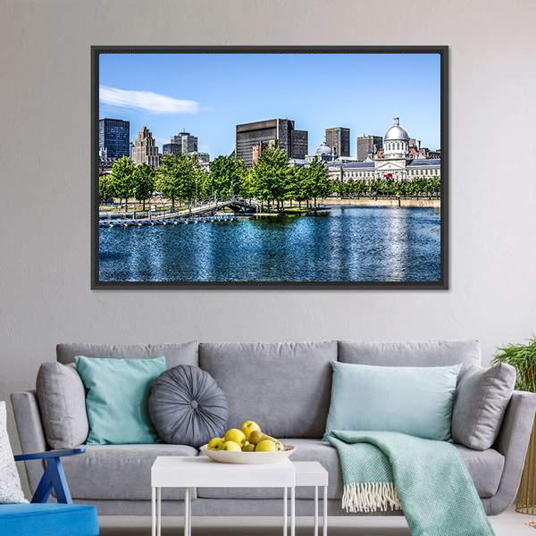 Montreal Behind Lake Panoramic Canvas Wall Art-1 Piece-36" x 12"-Tiaracle