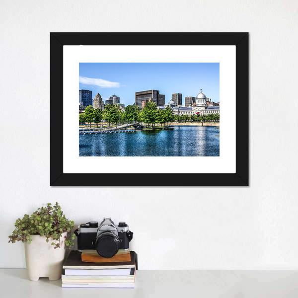 Montreal Behind Lake Panoramic Canvas Wall Art-1 Piece-36" x 12"-Tiaracle