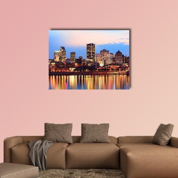 Montreal Over River Canvas Wall Art-1 Piece-Gallery Wrap-48" x 32"-Tiaracle