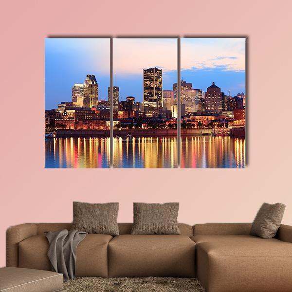 Montreal Over River Canvas Wall Art-3 Horizontal-Gallery Wrap-25" x 16"-Tiaracle