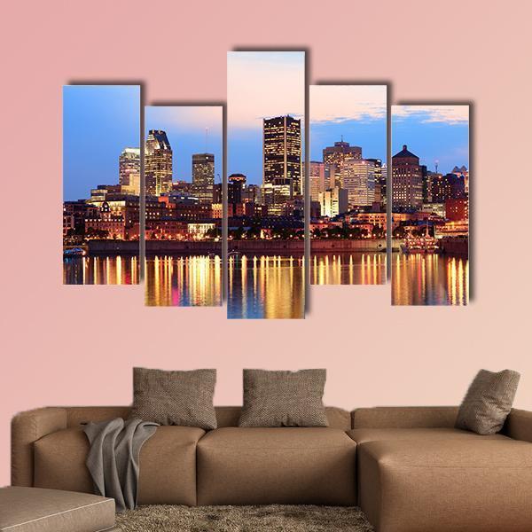Montreal Over River Canvas Wall Art-5 Pop-Gallery Wrap-47" x 32"-Tiaracle