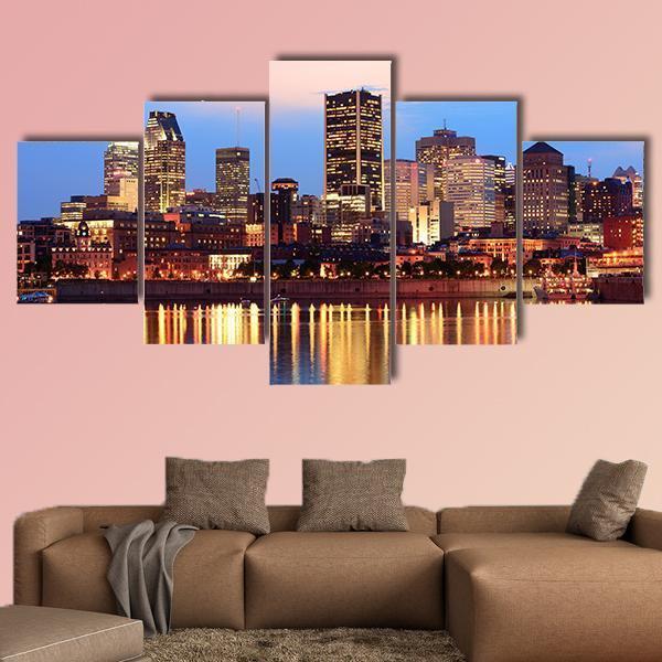 Montreal Over River Canvas Wall Art-5 Star-Gallery Wrap-62" x 32"-Tiaracle