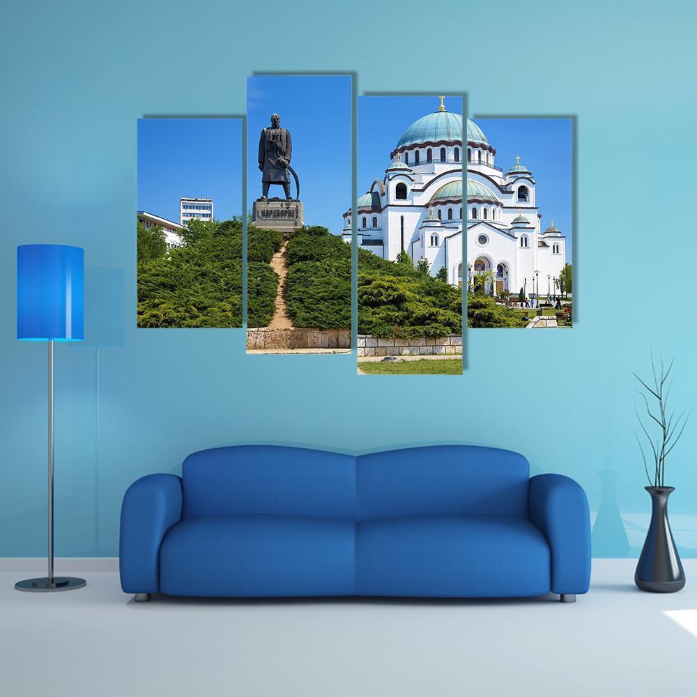Temple Of Saint Sava Canvas Wall Art-4 Pop-Gallery Wrap-50" x 32"-Tiaracle