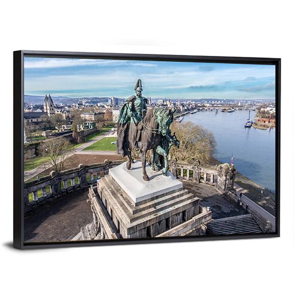 Monument In Koblenz Canvas Wall Art-3 Horizontal-Gallery Wrap-25" x 16"-Tiaracle