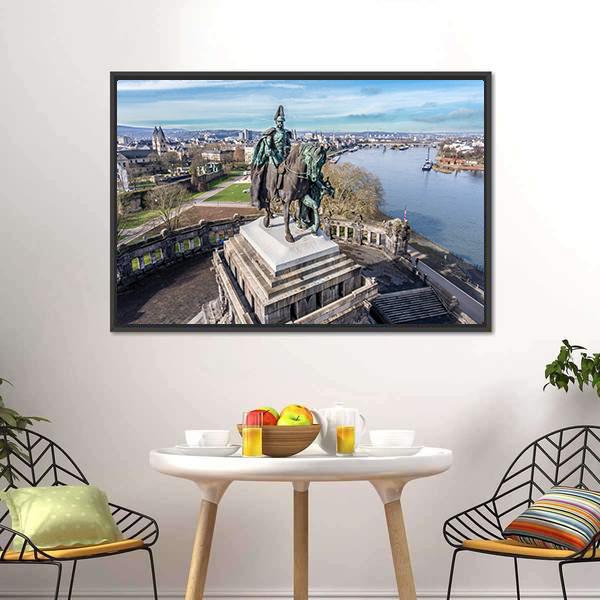 Monument In Koblenz Canvas Wall Art-3 Horizontal-Gallery Wrap-25" x 16"-Tiaracle