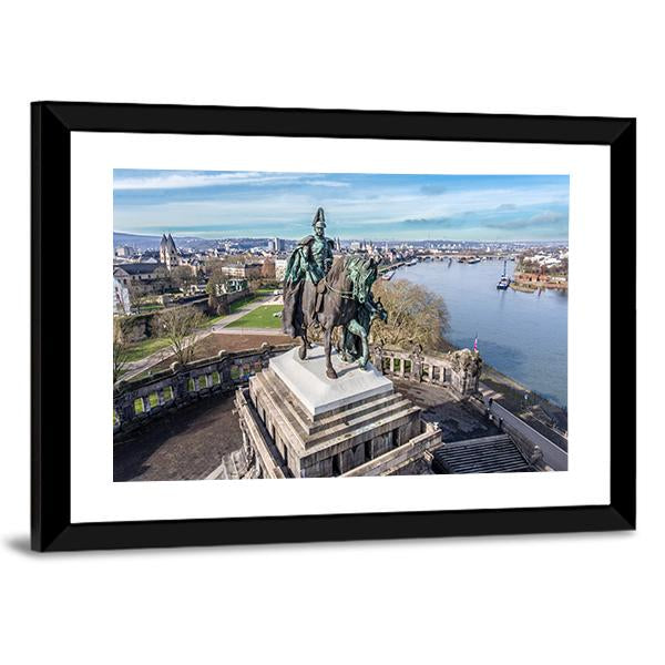 Monument In Koblenz Canvas Wall Art-3 Horizontal-Gallery Wrap-25" x 16"-Tiaracle