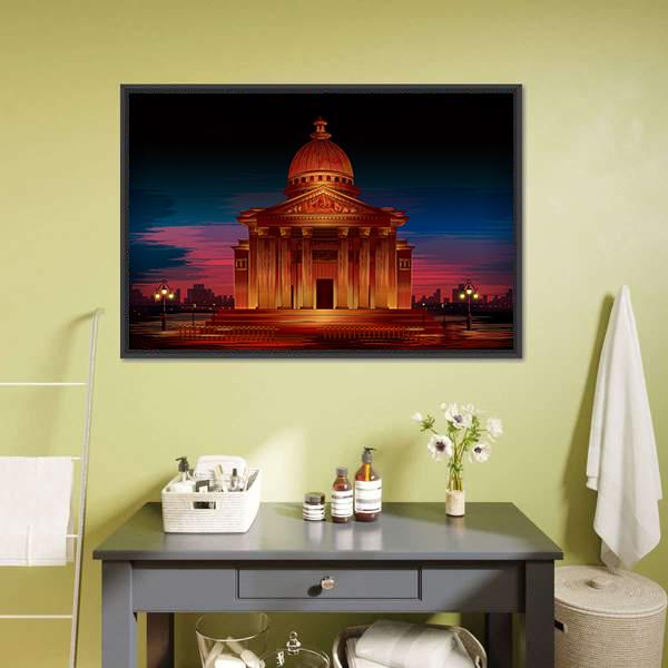 Monument Of Athenian Acropolis Canvas Wall Art-1 Piece-Floating Frame-24" x 16"-Tiaracle