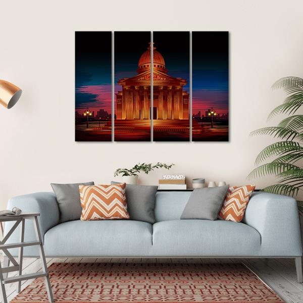 Monument Of Athenian Acropolis Canvas Wall Art-4 Horizontal-Gallery Wrap-34" x 24"-Tiaracle