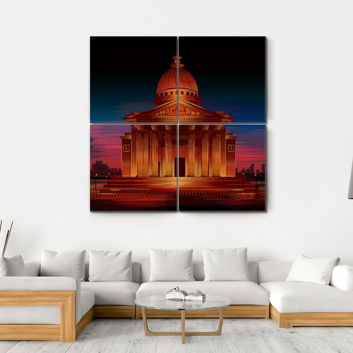 Monument Of Athenian Acropolis Canvas Wall Art-4 Square-Gallery Wrap-17" x 17"-Tiaracle