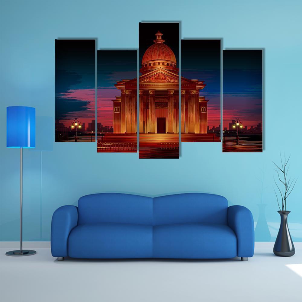 Monument Of Athenian Acropolis Canvas Wall Art-5 Pop-Gallery Wrap-47" x 32"-Tiaracle