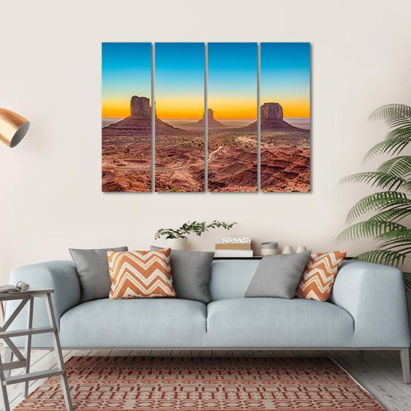 Monument Valley At Dawn Canvas Wall Art-4 Horizontal-Gallery Wrap-34" x 24"-Tiaracle