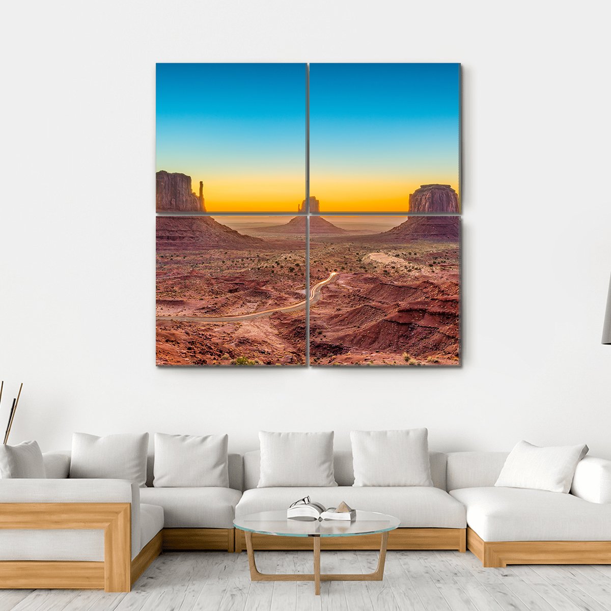 Monument Valley At Dawn Canvas Wall Art-4 Square-Gallery Wrap-17" x 17"-Tiaracle