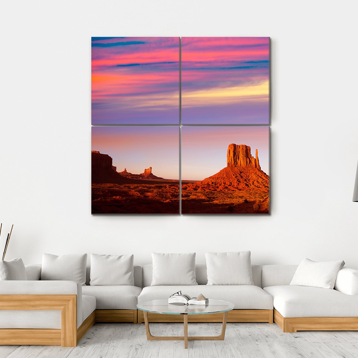 Monument Valley At Sunset Canvas Wall Art-4 Square-Gallery Wrap-17" x 17"-Tiaracle