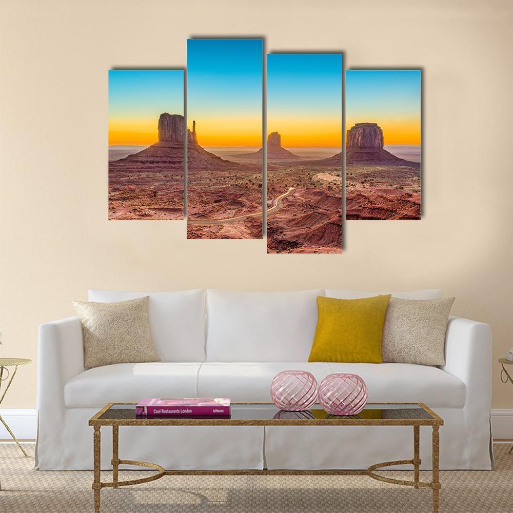 Monument Valley At Dawn Canvas Wall Art-4 Pop-Gallery Wrap-50" x 32"-Tiaracle