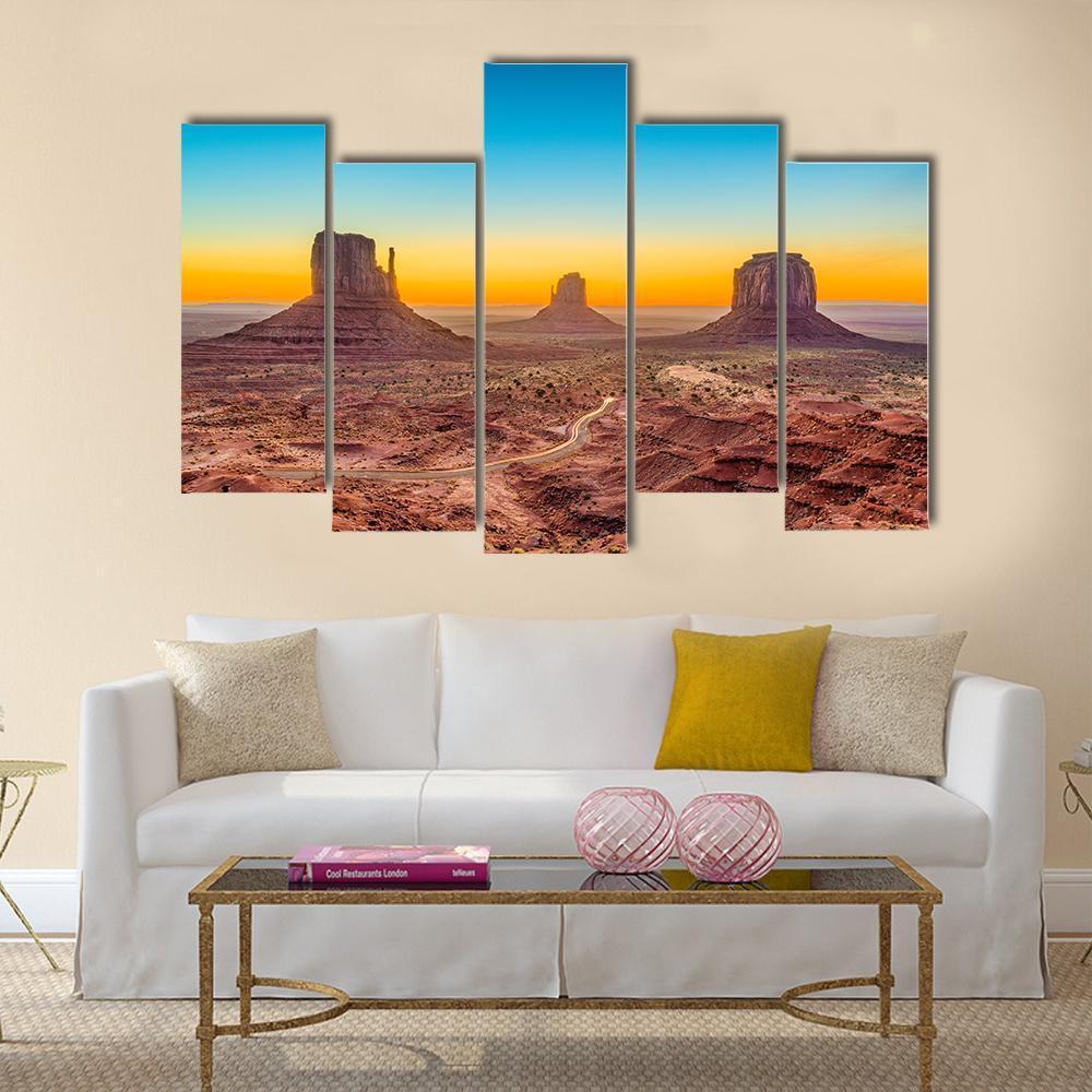 Monument Valley At Dawn Canvas Wall Art-5 Pop-Gallery Wrap-47" x 32"-Tiaracle