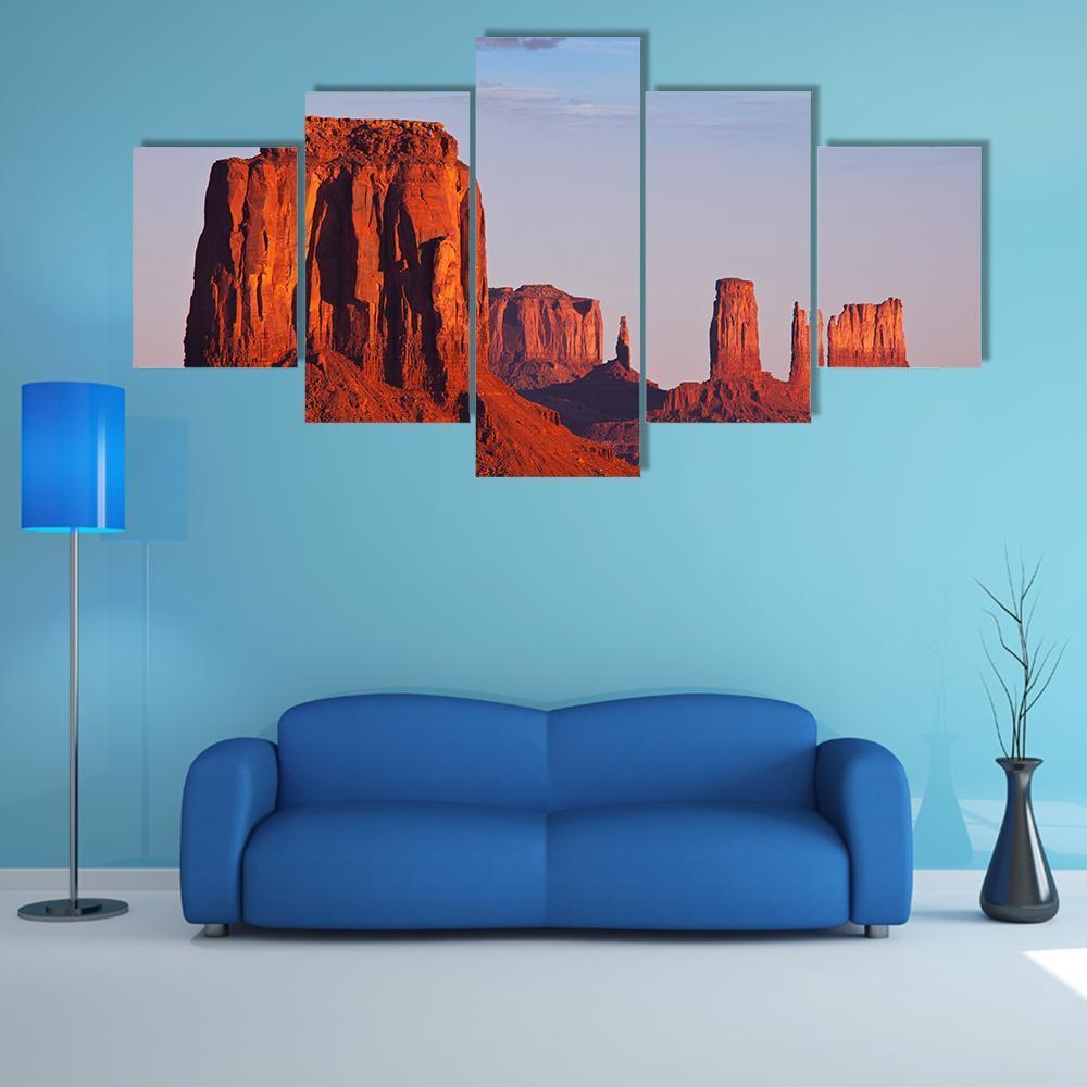 Monument Valley In Utah Canvas Wall Art-5 Star-Gallery Wrap-62" x 32"-Tiaracle