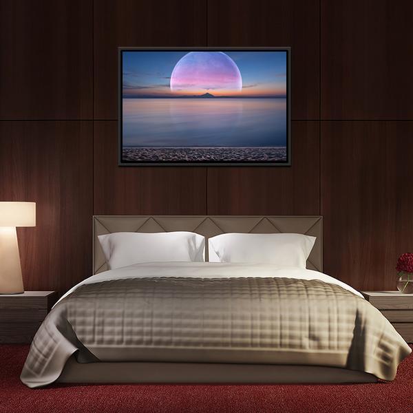 Moon &amp; Sandy Beach Canvas Wall Art-3 Horizontal-Gallery Wrap-25" x 16"-Tiaracle