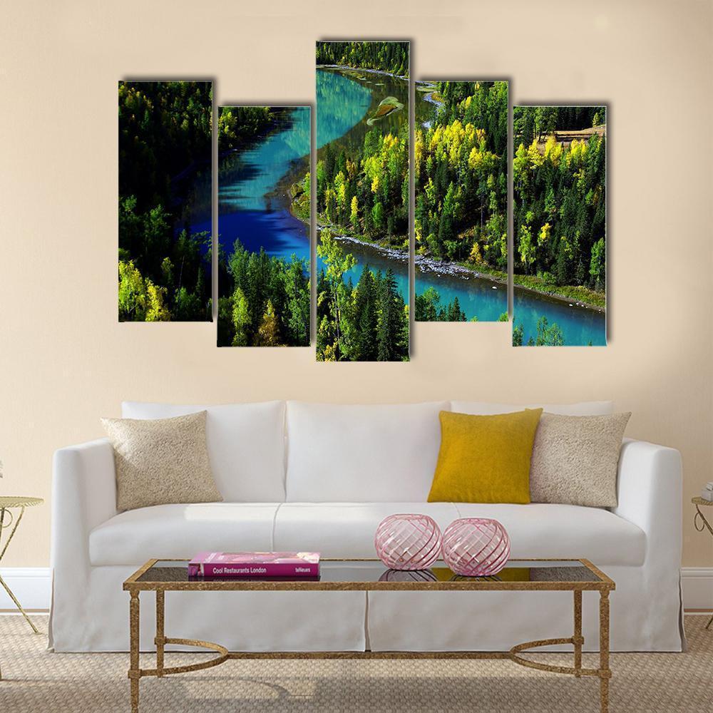 kanak Lake Xinjiang Canvas Wall Art-5 Pop-Gallery Wrap-47" x 32"-Tiaracle