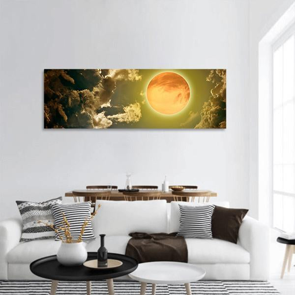 Moon In Dark Clouds Panoramic Canvas Wall Art-1 Piece-36" x 12"-Tiaracle